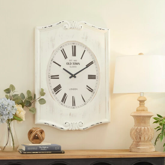 Best Pirce 👍 Studio 350 White Wood Farmhouse Wall Clock 31 X 22 X 4 - 22 X 4 X 31 🥰