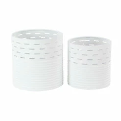 Best Pirce 😉 Studio 350 Set Of 2 Modern Pierced White Iron Planters 🔥