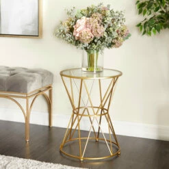 Coupon ✔️ Studio 350 Gold Iron Contemporary Accent Table ✔️
