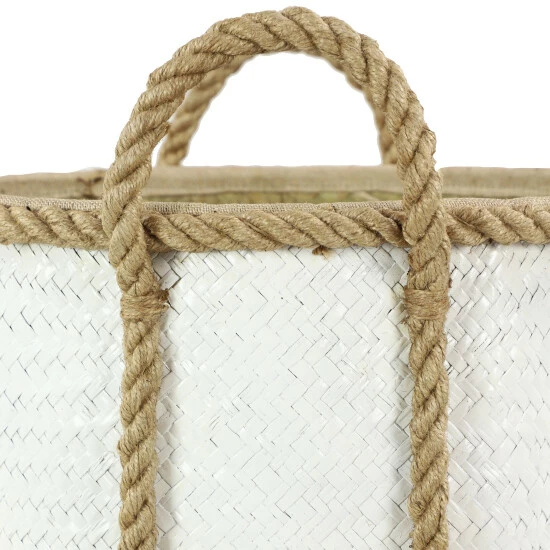 Hot Sale ๐ฅ Studio 350 White Dried Plant Material Coastal Storage Basket (Set Of 3) - S/3 17", 15", 13"W โ - Image 6