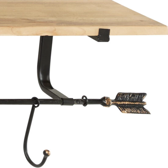 Best Pirce 🎉 Studio 350 Large Industrial Black Metal & Natural Wood Floating Shelves With Wall Hooks & Arrow Accents Set Of 2 32 X 11 & 24 X 11 ✨ - Image 4