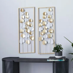 Coupon 🛒 Studio 350 Gold Iron Modern Wall Decor Floral And Botanical (Set Of 2) ❤️