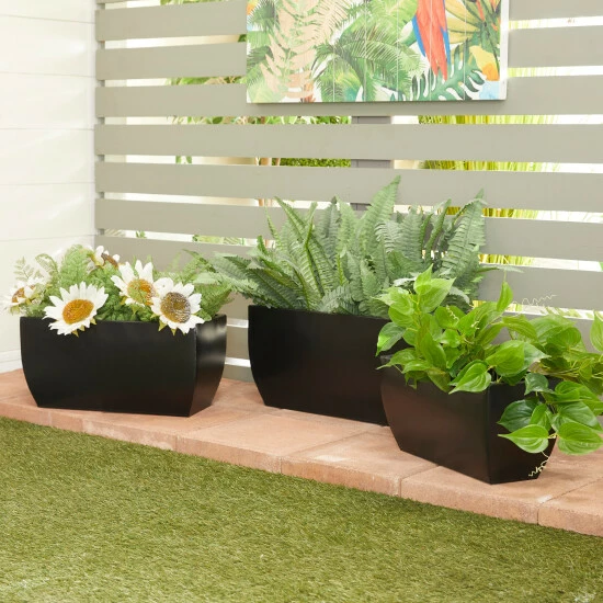 Outlet ✔️ Studio 350 Metal Modern Planter (Set Of 3) - S/3 20", 18", 16"W Black 💯 - Image 6