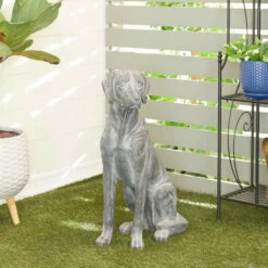 Buy 🛒 Studio 350 MGO Modern Farmhouse Garden 🦮 Dog Sculpture Dark Grey 👍