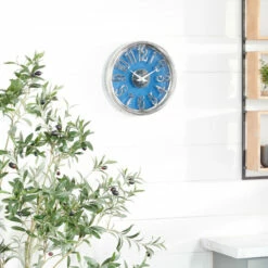 Best deal 😀 Studio 350 Blue Aluminum Contemporary Wall Clock 12 X 12 X 2 - 12 X 2 X 12 😀