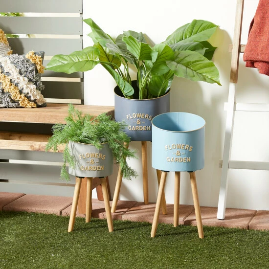 New 🎁 Studio 350 Multi Iron Farmhouse Planter (Set Of 3) - S/3 24", 21", 18"H 🎉