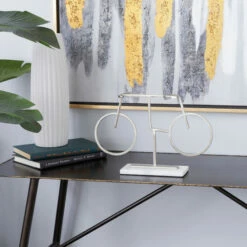 Discount ✔️ Studio 350 Silver Iron Contemporary Sculpture Bicycle 9 X 13 X 3 - 13 X 3 X 9 🎁