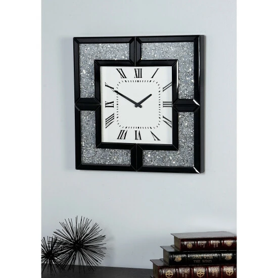 New 👏 Studio 350 Black MDF Glam Wall Clock No Theme 20 X 20 X 2 ❤️