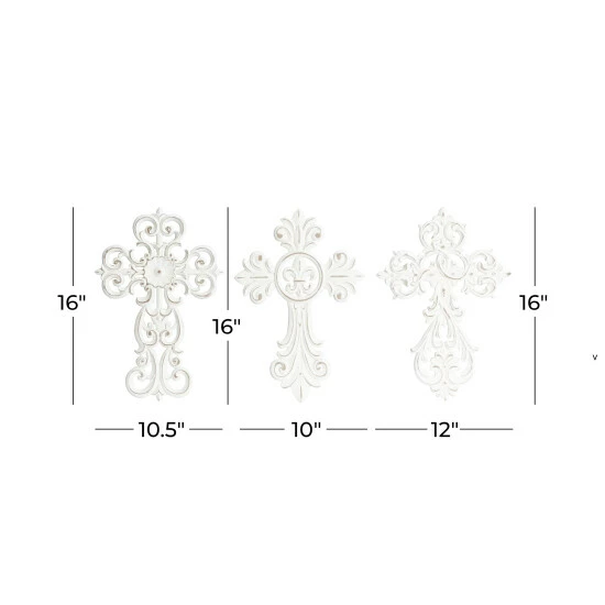 Promo 😀 Studio 350 White MDF Traditional Wall Decor (Set Of 3) - 12 X 1 X 16 ⌛ - Image 5