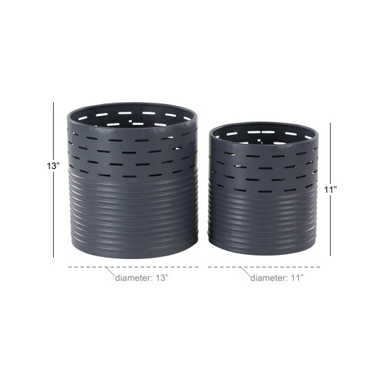 Best deal ๐ Studio 350 Modern Pierced Black Metal Planters (Set Of 2) Grey ๐ - Image 5