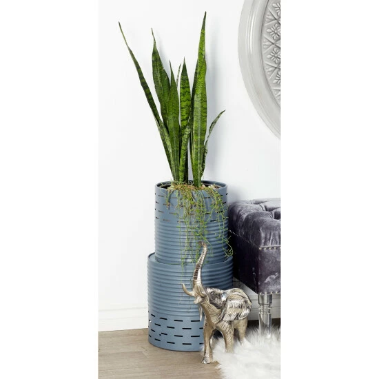 Best deal ๐ Studio 350 Modern Pierced Black Metal Planters (Set Of 2) Grey ๐ - Image 7