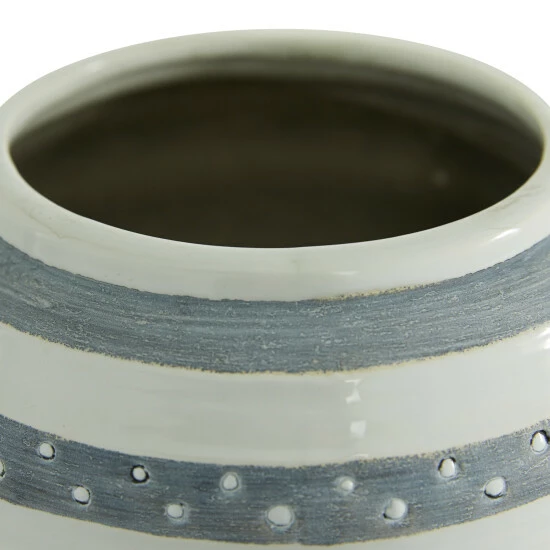 Promo 🔥 Studio 350 White Ceramic Coastal Decorative Jar (Set Of 2) - S/2 8.5", 9.75"H ✔️ - Image 6