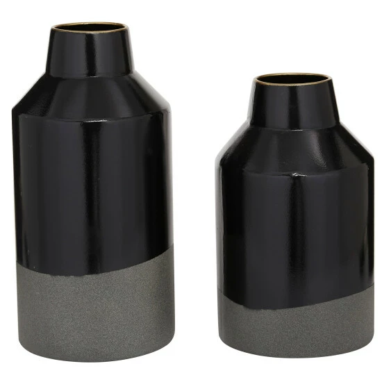 Discount ⭐ Studio 350 Black Iron Contemporary Vase (Set Of 2) - 6 X 6 X 12 ❤️