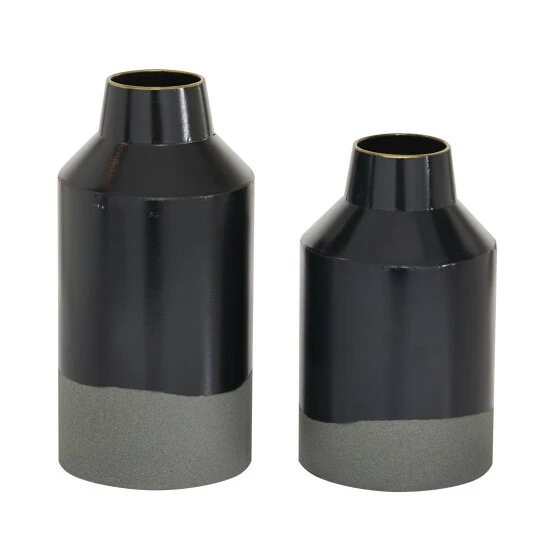 Discount ⭐ Studio 350 Black Iron Contemporary Vase (Set Of 2) - 6 X 6 X 12 ❤️ - Image 3