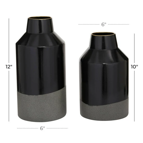 Discount ⭐ Studio 350 Black Iron Contemporary Vase (Set Of 2) - 6 X 6 X 12 ❤️ - Image 6