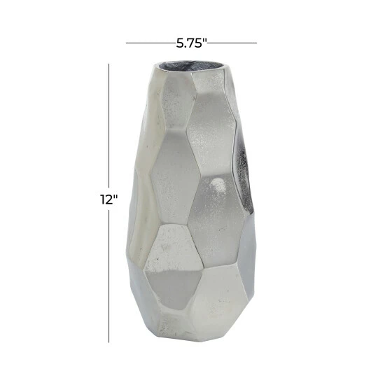 Promo 🤩 Studio 350 Silver Aluminum Contemporary Vase 12 X 6 X 5 - 6 X 5 X 12 🌟 - Image 6
