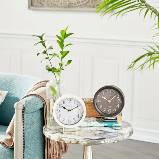 Best Sale ✨ Studio 350 Black Iron Vintage Clock No Theme (Set Of 2) - 6 X 2 X 7 Round 🎉