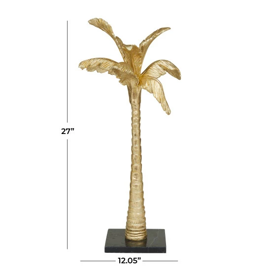 Outlet โ Studio 350 Gold Polystone Coastal Palm Tree Sculpture ๐คฉ - Image 5
