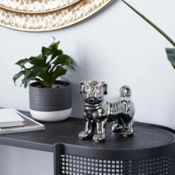 Deals 🌟 Studio 350 Silver Porcelain Glam Sculpture 🐶 Dog 7 X 7 X 4 - 7 X 4 X 7 ⭐