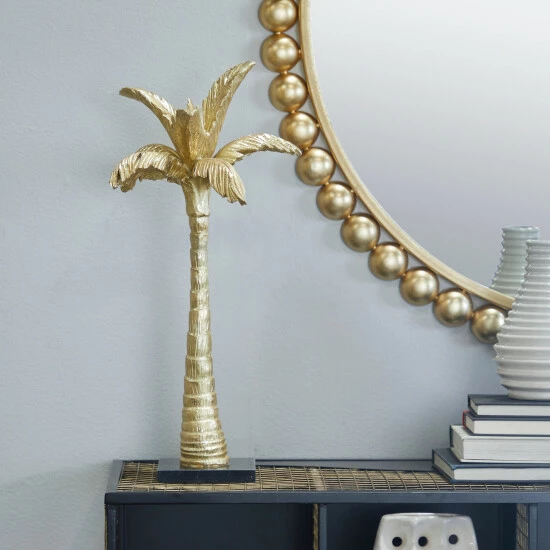 Outlet โ Studio 350 Gold Polystone Coastal Palm Tree Sculpture ๐คฉ - Image 7