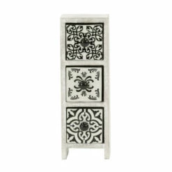 Outlet 🧨 Studio 350 Traditional Rectangular White Latticed 3-Drawer Ceramic Jewelry Box ⌛