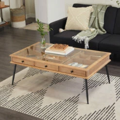 Cheap 🎁 Studio 350 Brown Wood Industrial Coffee Table - 48 X 28 X 18 ⭐