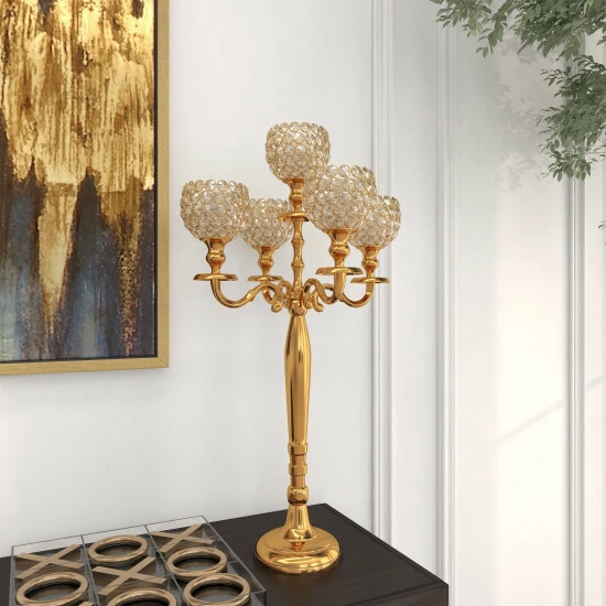 Buy 🥰 Studio 350 Gold Aluminum Glam Hurricane Lamp 27 X 15 X 15 - 15 X 15 X 27 🥰 - Image 3