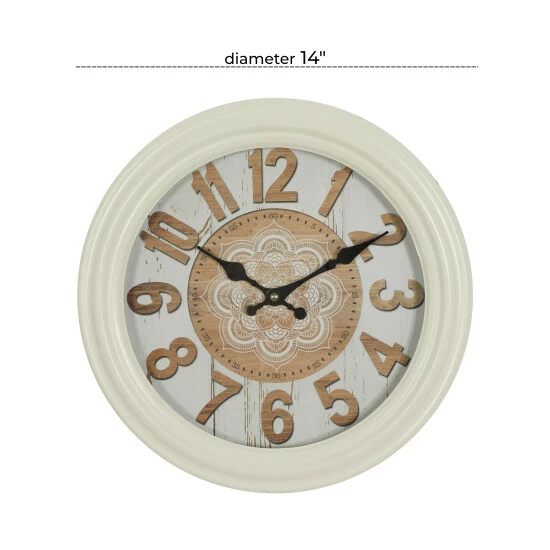 Best Sale ✨ Studio 350 White Iron Farmhouse Wall Clock 14 X 14 X 3 - 14 X 3 X 14 🎁 - Image 6