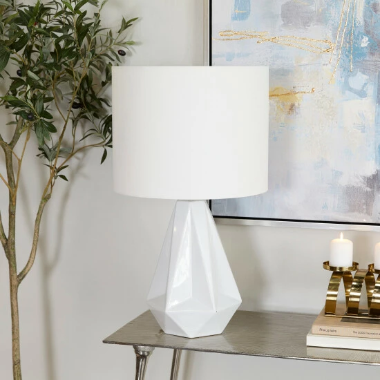 Brand new ✨ Studio 350 Stoneware Modern Table Lamp - 15 X 15 X 26 White/white 🌟 - Image 8