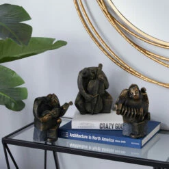 Best Sale 😉 Studio 350 Black Resin Rustic Sculpture People (Set Of 3) - 6 X 3 X 7 🔥
