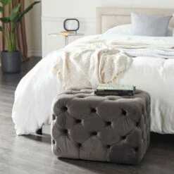 Deals ❤️ Studio 350 MDF Traditional Ottoman 19 X 28 X 20 Blue 🛒