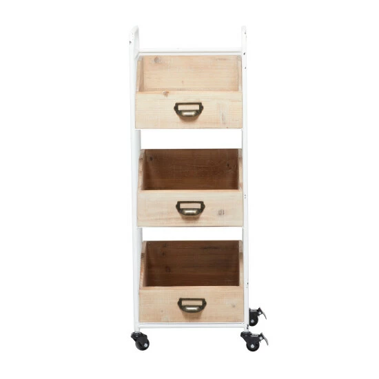 Hot Sale ✔️ Studio 350 Brown Wood Industrial Wheels Storage Cart - 13"L X 12"W X 36"H 🤩 - Image 3
