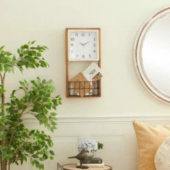 Deals 😀 Studio 350 Brown Wood Farmhouse Wall Clock 24 X 12 X 4 - 12 X 4 X 24 😉