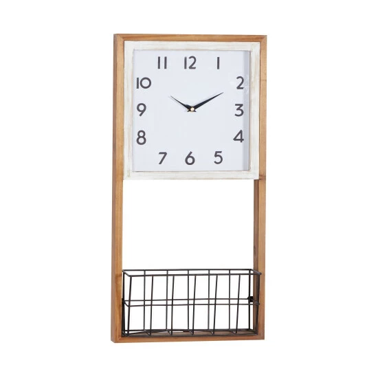 Deals 😀 Studio 350 Brown Wood Farmhouse Wall Clock 24 X 12 X 4 - 12 X 4 X 24 😉 - Image 2