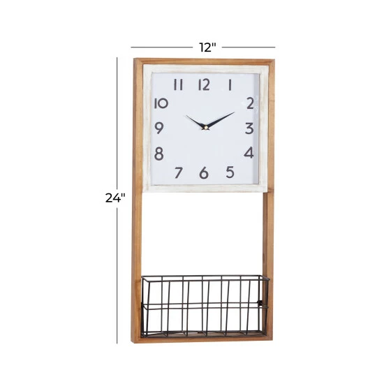 Deals 😀 Studio 350 Brown Wood Farmhouse Wall Clock 24 X 12 X 4 - 12 X 4 X 24 😉 - Image 6