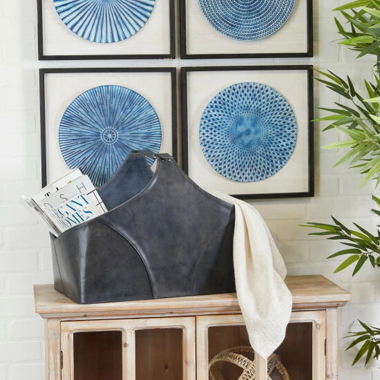 Discount 👍 Studio 350 Leather Modern Magazine Holder - 16 X 23 X 12 Grey 🔔