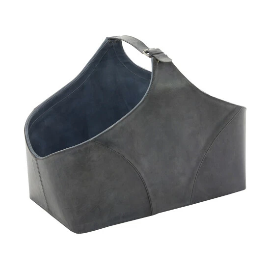 Discount 👍 Studio 350 Leather Modern Magazine Holder - 16 X 23 X 12 Grey 🔔 - Image 2