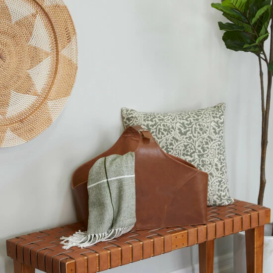 Discount 👍 Studio 350 Leather Modern Magazine Holder - 16 X 23 X 12 Grey 🔔 - Image 8