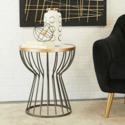 Promo ⌛ Studio 350 Black Metal Contemporary Accent Table - 18 X 18 X 21 🎁