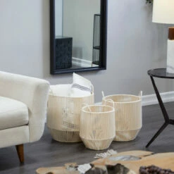 Flash Sale 🧨 Studio 350 Cream Cotton Natural Storage Basket (Set Of 3) ❤️