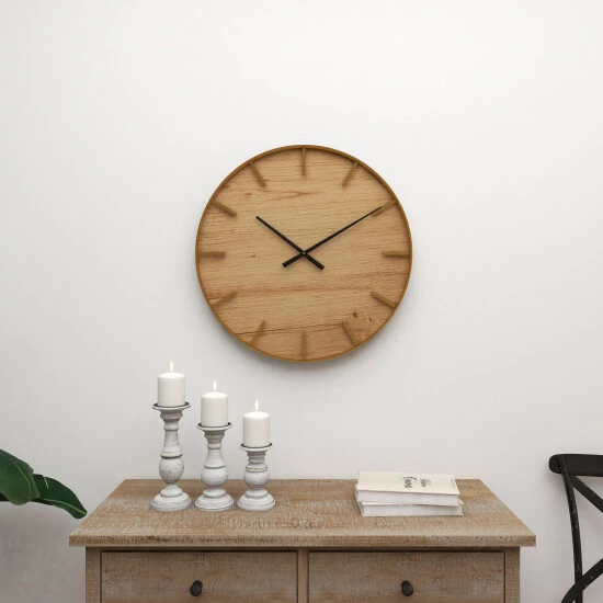 Brand new 🤩 Studio 350 Brown MDF Rustic Wall Clock Contemporary 24 X 24 X 2 - 24 X 2 X 24Round ⭐ - Image 7