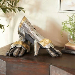 Discount ๐ Studio 350 Silver Iron Vintage Armor Gloves (Set Of 2) - 14 X 6 X 6 ๐