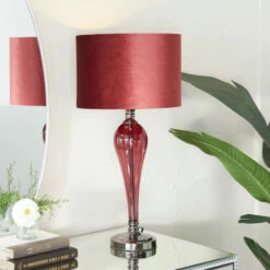 New 🥰 Studio 350 Red Velvet Glam Table Lamp - 13 X 13 X 27 🔔