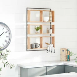 Budget โค๏ธ Studio 350 Brown Wood Industrial Wall Shelf 35 X 24 X 6 - 24 X 6 X 35 ๐