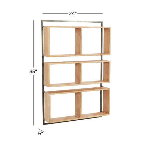 Budget ❤️ Studio 350 Brown Wood Industrial Wall Shelf 35 X 24 X 6 - 24 X 6 X 35 🔔 - Image 5