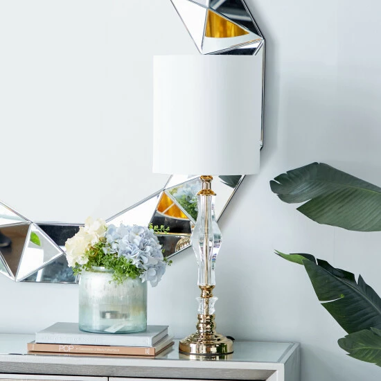 Top 10 💯 Studio 350 Vintage Style Clear And Gold Buffet Lamp 10" X 26" - 10 X 10 X 26 🥰 - Image 2