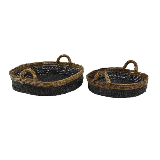 Top 10 ⭐ Studio 350 Black Banana Leaf Eclectic Tray (Set Of 2) - 22 X 22 X 6Round ✨ - Image 2