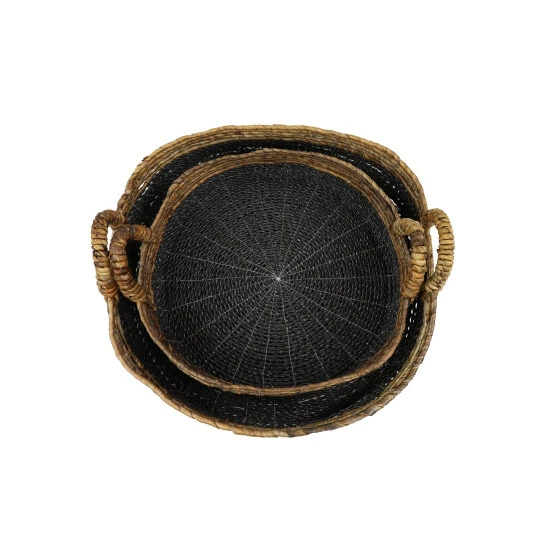 Top 10 ⭐ Studio 350 Black Banana Leaf Eclectic Tray (Set Of 2) - 22 X 22 X 6Round ✨ - Image 3