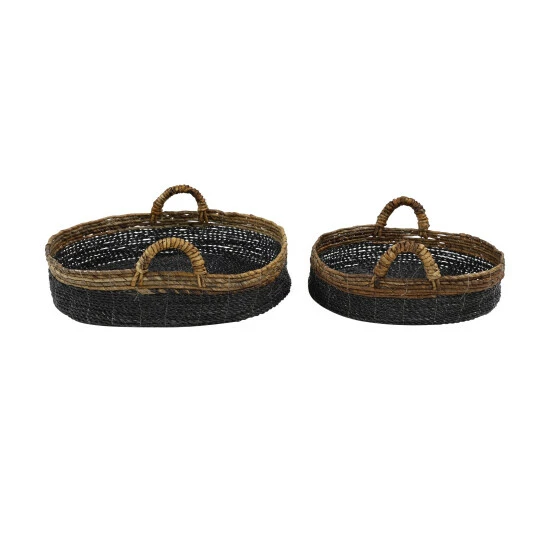 Top 10 ⭐ Studio 350 Black Banana Leaf Eclectic Tray (Set Of 2) - 22 X 22 X 6Round ✨ - Image 4