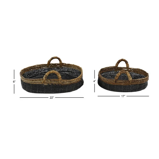 Top 10 ⭐ Studio 350 Black Banana Leaf Eclectic Tray (Set Of 2) - 22 X 22 X 6Round ✨ - Image 7